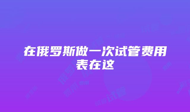 在俄罗斯做一次试管费用表在这