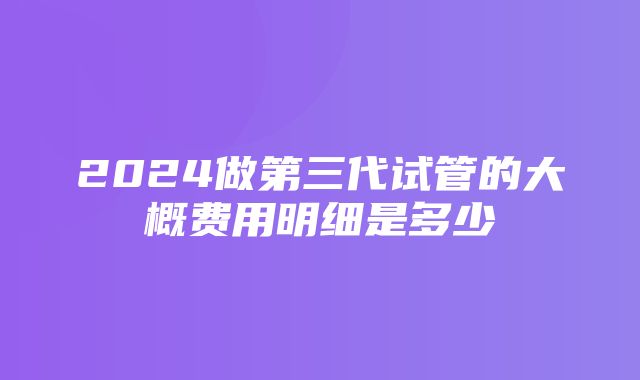 2024做第三代试管的大概费用明细是多少