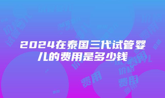 2024在泰国三代试管婴儿的费用是多少钱