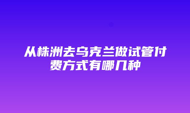 从株洲去乌克兰做试管付费方式有哪几种