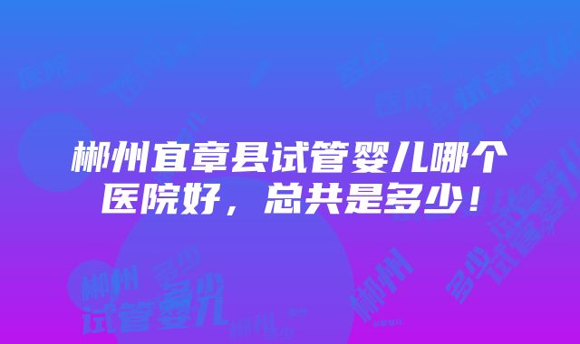 郴州宜章县试管婴儿哪个医院好，总共是多少！