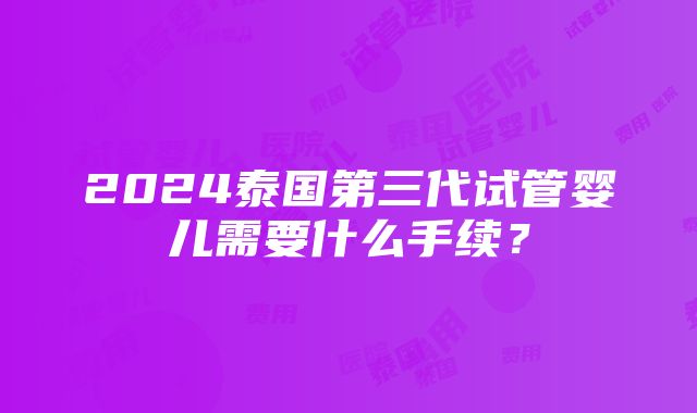 2024泰国第三代试管婴儿需要什么手续？