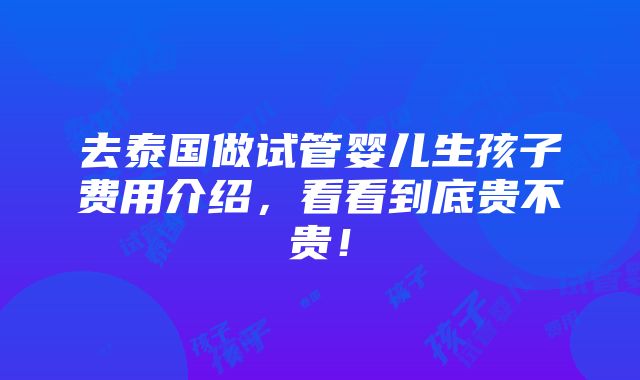 去泰国做试管婴儿生孩子费用介绍，看看到底贵不贵！