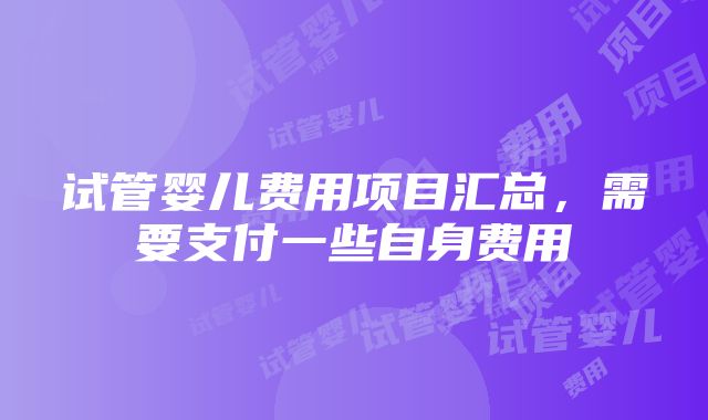 试管婴儿费用项目汇总，需要支付一些自身费用