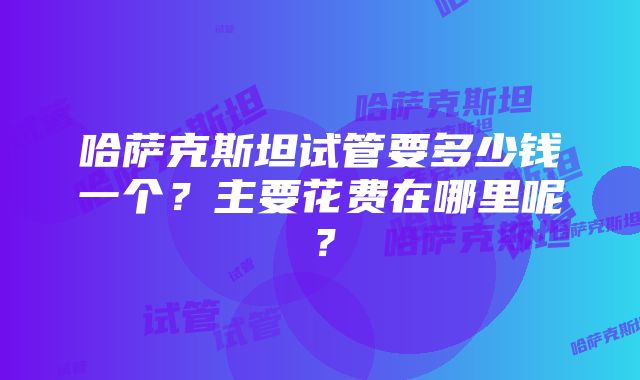 哈萨克斯坦试管要多少钱一个？主要花费在哪里呢？