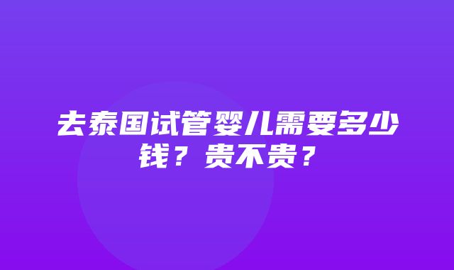 去泰国试管婴儿需要多少钱？贵不贵？