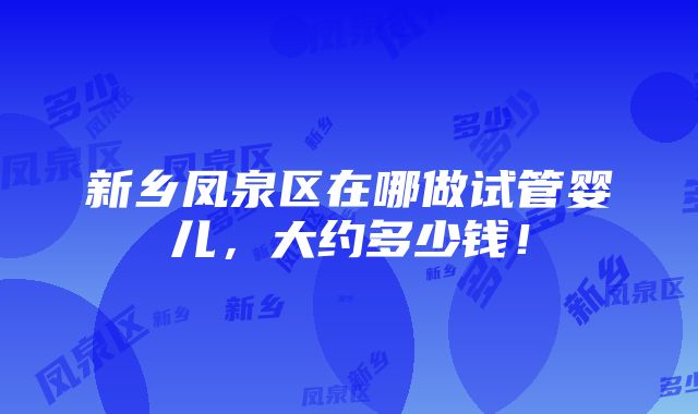 新乡凤泉区在哪做试管婴儿，大约多少钱！