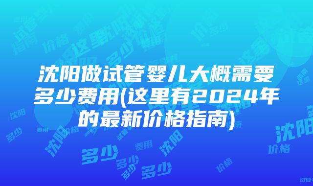 沈阳做试管婴儿大概需要多少费用(这里有2024年的最新价格指南)