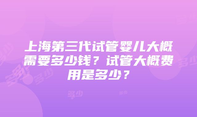 上海第三代试管婴儿大概需要多少钱？试管大概费用是多少？