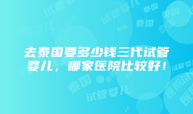 去泰国要多少钱三代试管婴儿，哪家医院比较好！