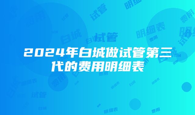 2024年白城做试管第三代的费用明细表