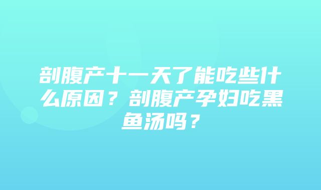 剖腹产十一天了能吃些什么原因？剖腹产孕妇吃黑鱼汤吗？