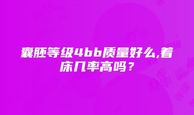 囊胚等级4bb质量好么,着床几率高吗？