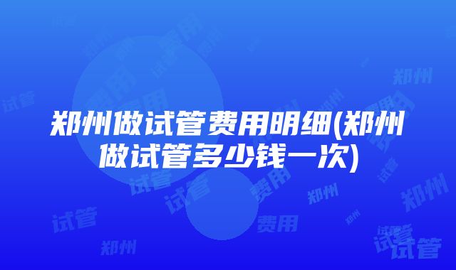 郑州做试管费用明细(郑州做试管多少钱一次)