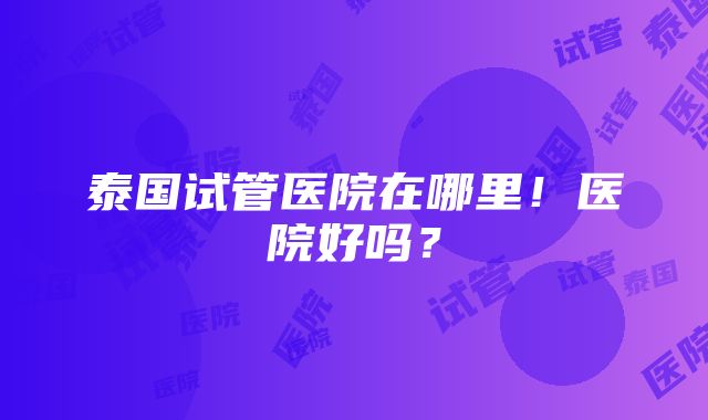 泰国试管医院在哪里！医院好吗？