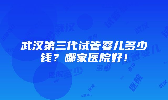 武汉第三代试管婴儿多少钱？哪家医院好！