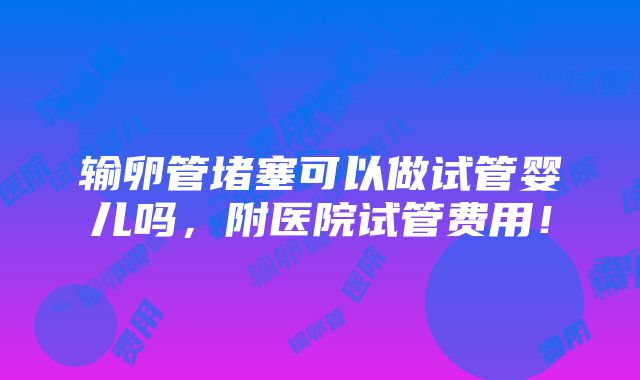 输卵管堵塞可以做试管婴儿吗，附医院试管费用！