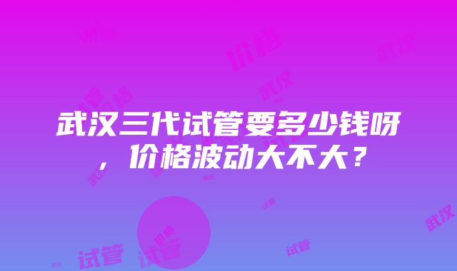 武汉三代试管要多少钱呀，价格波动大不大？