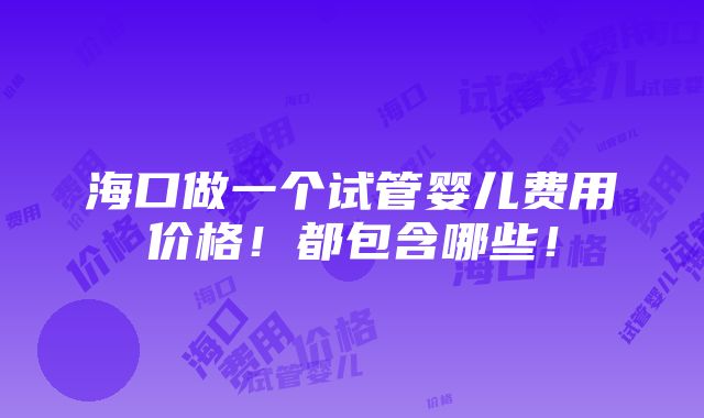 海口做一个试管婴儿费用价格！都包含哪些！