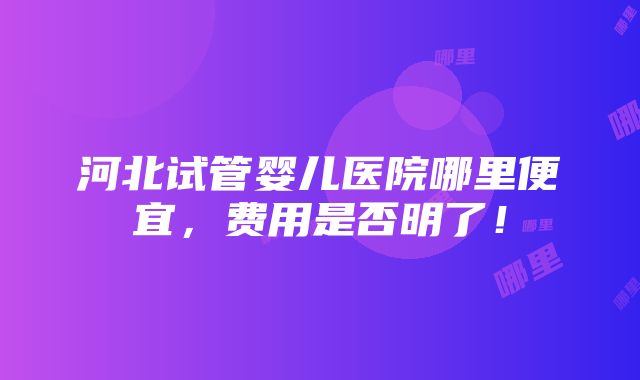 河北试管婴儿医院哪里便宜，费用是否明了！