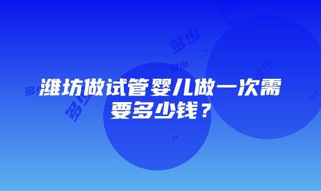 潍坊做试管婴儿做一次需要多少钱？