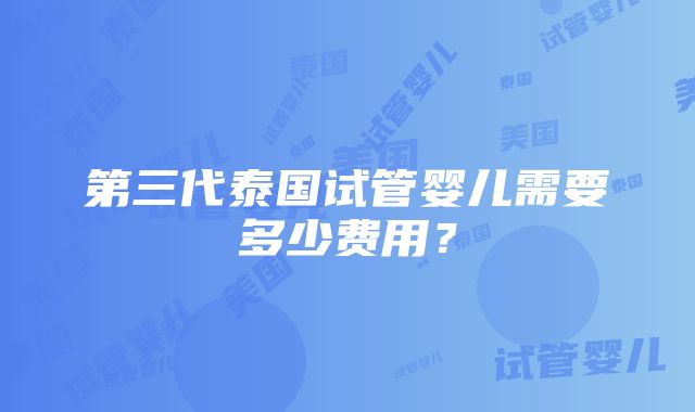 第三代泰国试管婴儿需要多少费用？