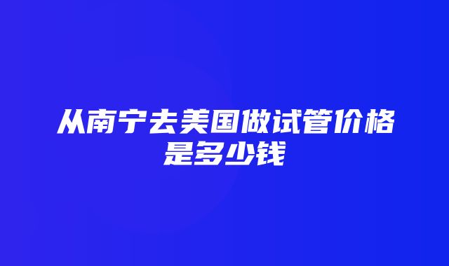 从南宁去美国做试管价格是多少钱