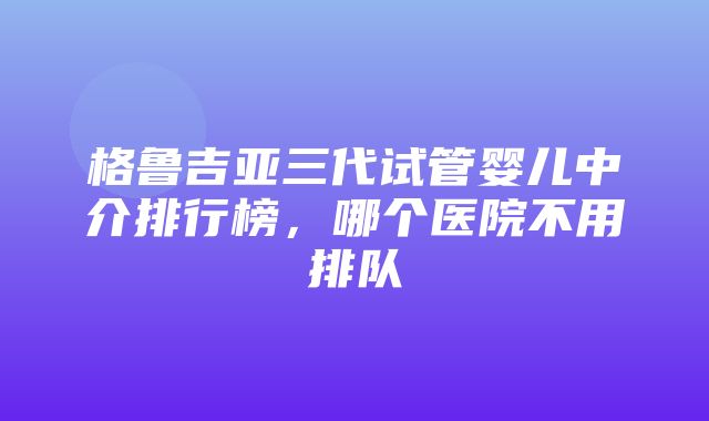 格鲁吉亚三代试管婴儿中介排行榜，哪个医院不用排队