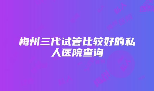 梅州三代试管比较好的私人医院查询