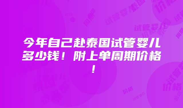 今年自己赴泰国试管婴儿多少钱！附上单周期价格！