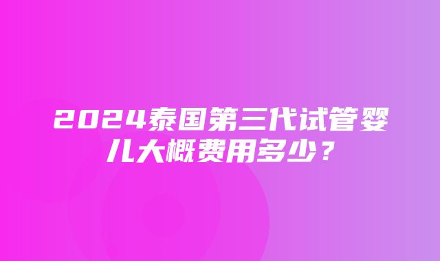 2024泰国第三代试管婴儿大概费用多少？