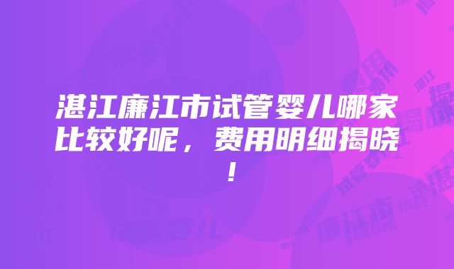 湛江廉江市试管婴儿哪家比较好呢，费用明细揭晓！