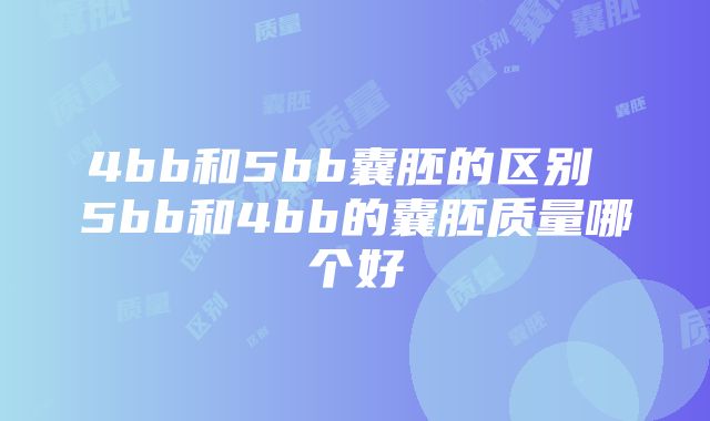 4bb和5bb囊胚的区别 5bb和4bb的囊胚质量哪个好