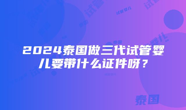 2024泰国做三代试管婴儿要带什么证件呀？