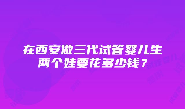 在西安做三代试管婴儿生两个娃要花多少钱？