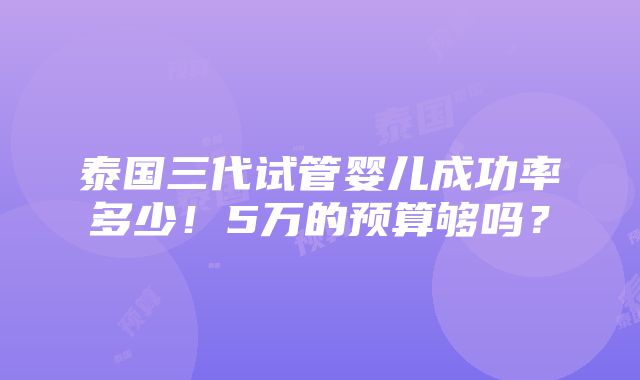 泰国三代试管婴儿成功率多少！5万的预算够吗？