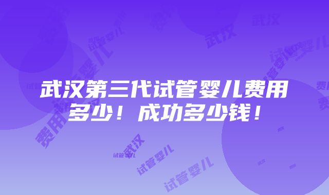 武汉第三代试管婴儿费用多少！成功多少钱！