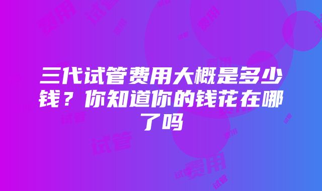 三代试管费用大概是多少钱？你知道你的钱花在哪了吗