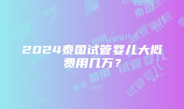 2024泰国试管婴儿大概费用几万？