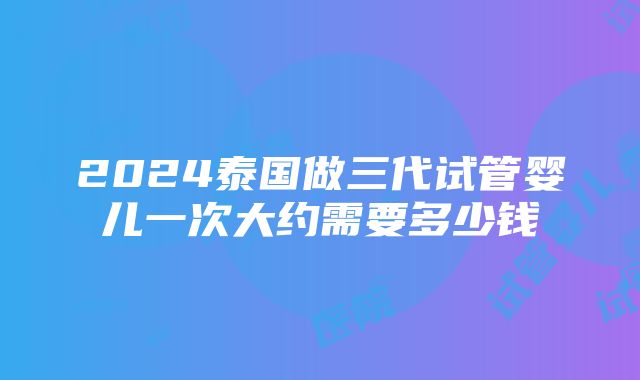 2024泰国做三代试管婴儿一次大约需要多少钱