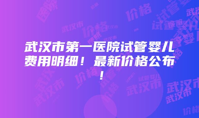 武汉市第一医院试管婴儿费用明细！最新价格公布！