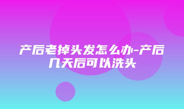 产后老掉头发怎么办-产后几天后可以洗头