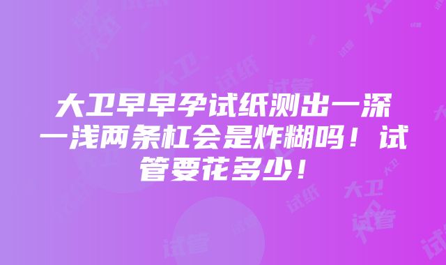 大卫早早孕试纸测出一深一浅两条杠会是炸糊吗！试管要花多少！