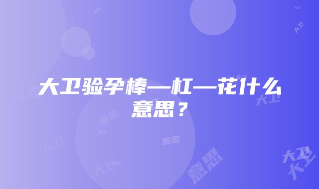 大卫验孕棒—杠—花什么意思？