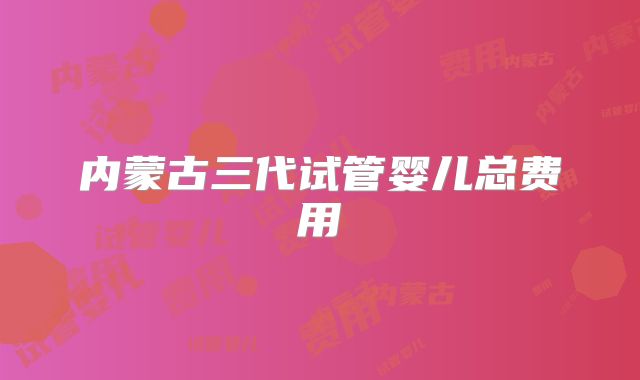 内蒙古三代试管婴儿总费用