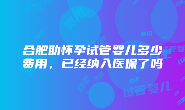 合肥助怀孕试管婴儿多少费用，已经纳入医保了吗