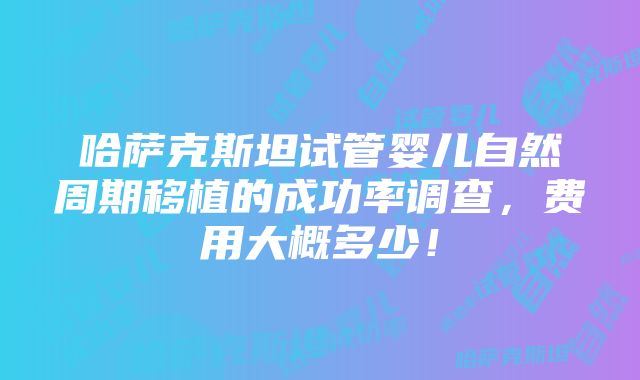 哈萨克斯坦试管婴儿自然周期移植的成功率调查，费用大概多少！