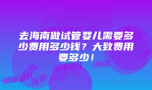 去海南做试管婴儿需要多少费用多少钱？大致费用要多少！