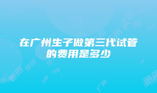 在广州生子做第三代试管的费用是多少