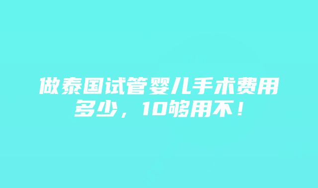 做泰国试管婴儿手术费用多少，10够用不！